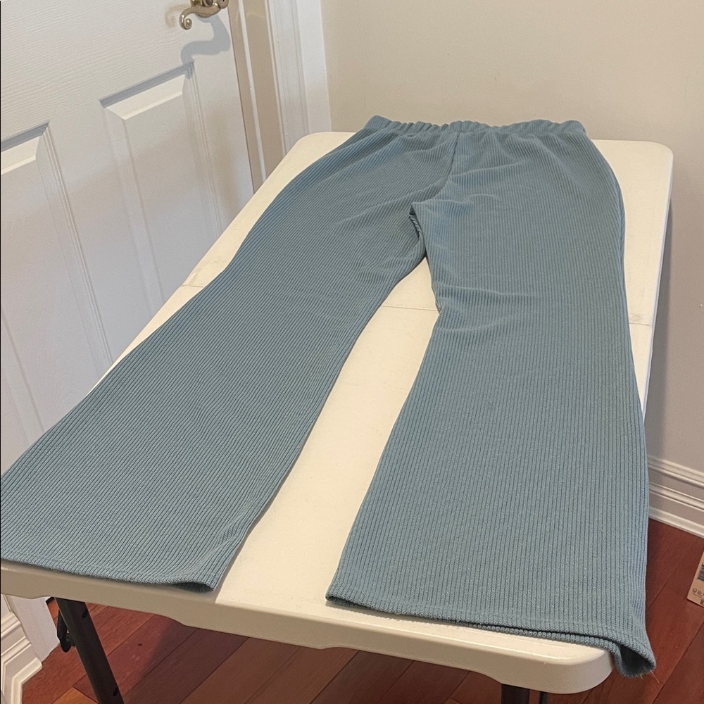 Yoga Ribbed Knit on trend Wide Leg On Trend Comfortable Elastic Waist Lounge XL